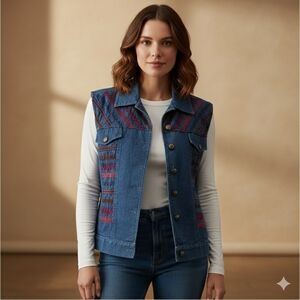 Embroidered Denim Vest